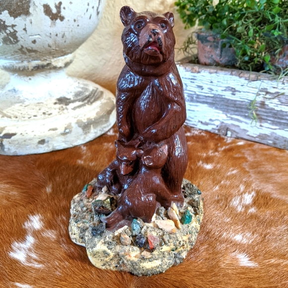 Vtg Plaster Chalkware Bear Cubs Statue Figurine - Picture 2 of 11